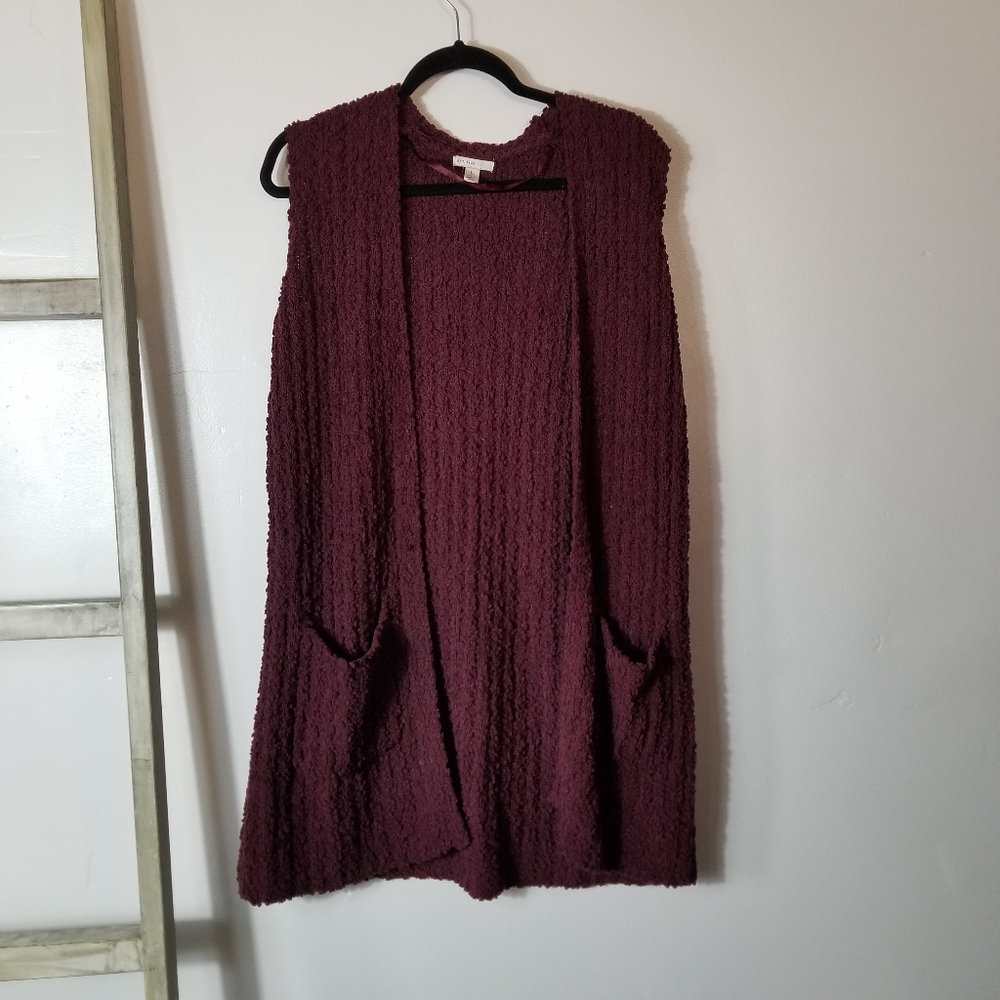 C EST 1946 WOMEN'S BURGUNDY SWEATER VEST CARDIGAN SIZE LARGE